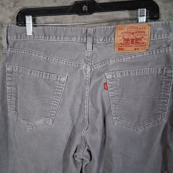 Vtg Y2K Levis 505 Corduroy Pants Straight Leg Mens 34x32 Inseam 32.5 Grey - Picture 4 of 7